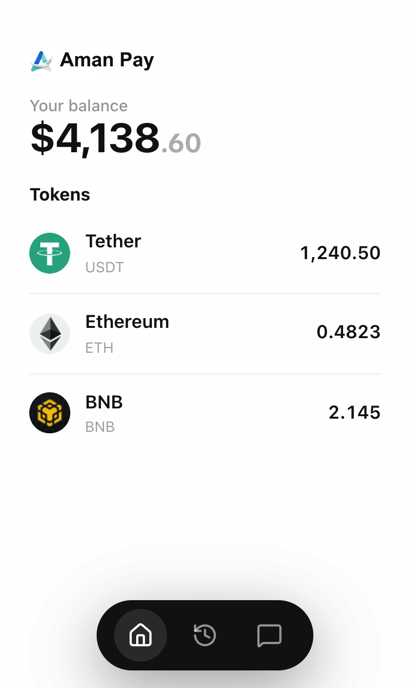 Aman Pay wallet dashboard